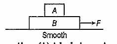 This section contains Assertion and Reason type questions. Each question has 4 choices (1), (2), (3) and (4), out of which only one is correct.   Assertion (A) Surface between the blocks A and B is rough work done by friction on block B is always negative.   Reason (R) Total work done by friction in both the blocks is always zero  .
