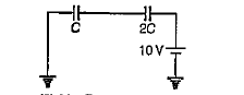 In the circuit shown in figure, C=6muF The charge stored in capacitor of capacity C is