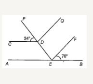 In the given figure AB||CD and EF||DQ. Find the value of angle DEF.