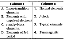 Match the column I with column II and select correct answer by given codes