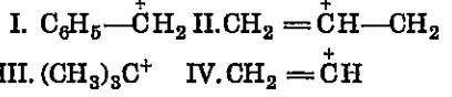 Consider the following carbocations,      The correct stability order is: