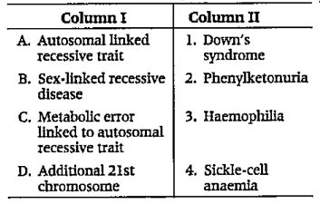 Match the following columns.