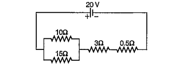 In the circuit, the current flowing through 10 Omega resistance