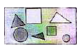 In the figure, find the ratio of Number of triangles to the number of circles inside the rectangle and Number of squares to all the figures the rectangle.