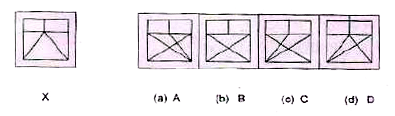 Figure 'X' is embedded in any one of the four alternative figures A,B,C or D. Find the alternative which contains figure 'X' as its part.