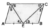 दी गयी आकृति में ABCD एक समानान्तर चतुर्भुज है। E, AB का मध्यबिन्दु है एवं CE, angle C का समद्विभाजक है। सिद्ध करें कि (i) AE = AD (ii) DE, angle ADC का  समद्विभाजक है तथा (iii) angle DEC = 90