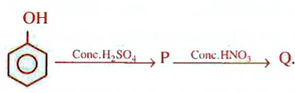 The structural formulae of P and Q are.