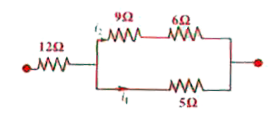 In the following circuit, 5Omega resistor develops 45 J/s due to current flowing through it. The power developed across 12Omega resistor is