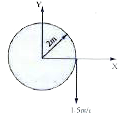 A particle is moving a circular path in xy-plane. When it crosses x-axis, it has an acceleration along the path of 1.5 m//s^(2), and is moving with a speed of 10 m/s in -ve y - direction. The total accelration is