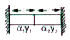 Two metal rods are fixed end to end between two rigid supports as shown in figure. Each rod is of length I and area of cross - section is A. When the system is heated up, determine the condition when the junctionbetween rods does not shift ? (Given : Y(1)andY(2) are Young's modulus of materials of the rods, alpha(1)andalpha(2) are coefficients of linear expansion)