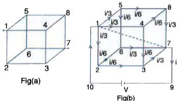Twelve equal wires , each of resistance r ohm are connected so as to form a skeleton cube. Find the equivalent resistance between the diagonally opposite points 1 and 7.