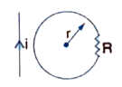 In fig. the mutual inductance of a coil and a very long straight wire is M, the coil has resistance R and self-inductance L. The infinite wire lies in the same plane as that of the coil. The current in the wire varies according to the law i= at, where a is a constant and t is the time. Find the time dependence of current in th coil