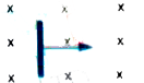 A conductor of length 0.1m is moving with a velocity of 4m/s in a uniform magnetic field of 2T as shown in the figure. Find the emf induced?