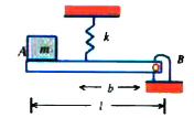 A rod AB of mass M is attached as shown in figure to a spring of constant k. A small block of mass mis placed on the rod at its free end A. In equilibrium, rod is horizontal, i.e., spring is stretched.   (a) If end A is moved down through a small distance d and released, determine the period of vibration,   (b) Determine the largest allowable value of d if the block m is to remain at all times in contact with the rod.