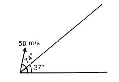एक कण को गुरूतव के प्रभाव में क्षेतिज से 74^(@) पर आनत तल पर 50 m/s चाल से ऊपर की आरे प्रक्षेपित किया जाता है। [g = 10 m//s^(2) लीजिए]      आनत तल के अनुदिश परास है