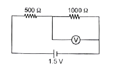 500 Omega तथा 1000 Omega प्रतिरोध को 1.5 V बैटरी के साथ श्रेणी में संयोजित किया जाता है। 1000 Omega प्रतिरोध के सिरों में वोल्टता को 1000Omega प्रतिरोध वाले वोल्टमीटर द्वारा मापा जाता है। वोल्टमीटर में पठन हो सकता है