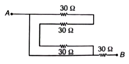 नीचे दिये गये चित्र में A तथा B के मध्य तुल्य प्रतिरोध है