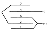 Five identical conducting plates 1, 2, 3, 4 and 5 are fixed parallel to the equidistant from each other as shown in figure. Plate 2 and 5 are connected by a conductor while 1 and 3 are joined by another conductor. The junction of 1 and 3 and the plate 4 are connected to a source of constant emf V0