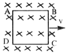 A metallic square loop ABCD is moving in its own plane with velocity v in a uniform magnetic field perpendicular to its plane as shown in the figure. Find a) In which sides of the loop electric field is induced. b) Net emf induced in the loop. c) If one side .BC. is outside the field with remaining loop in the field and is being pulled out with a constant velocity then induced current in the loop.