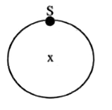 A ring is suspended from a point S on its rim as shown in the figure. When displaced from equilibrium, it oscillates with time period of 2 seconds. The radius of the ring is (take g = pi^(2))