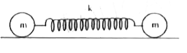 Two identical particles each of mass 0.5 kg are interconnected by a light spring of stiffness 100 N//m, time period of small oscillation is