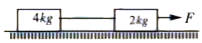 Two blocks of mass 4 kg and 2 kg are connected by a heavy string and placed on rough horizontal plane. The 2 kg block is pulled with a constant force F. The coefficient of friction between the blocks and the ground is 0.5. What is the value of F so that tension in the string is constant throughout during the motion of the blocks ? (g =10 m//s^(2))