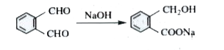 Aldehydes undergo disproportionation reaction in presence of aqueous NaOH. Simultaneous oxidation and reduction of a compound is scientifically called as disproportionation Aldehydes having no alpha -hydrogen show this reaction called Cannizzaro's reaction. Few exceptions are also there to this generalisation The reaction may be represented as    C6  H5  -CHO C6  H5 underset(C6 H5  COONa +C6 H5  CH2 OH)  underset(|) (CHO) underset(Delta) overset(NaOH)to     intramolecular  cannizzaro  reacation  is also  possible        The product formed in the following reaction will be :  {:(CHO) ,( | ) ,(CHO):}  overset(NaOH) to  product