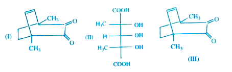 The necessary condition for a molecule to exhibit optical isomerism is dissymmetry or chiral. Thus all organic compounds which contain one as symetric carbon atom are chiral and exist in two stereoisomers. Although the two forms have the same structure, they have different arrangements of groups about the as symmetric carbon. In fact, they represent as symetric molecules. They do not have a plane of symmetry. They are related to each other as an object to its mirror image and are non superimposable. The two structures actually stand for dextro or (+) and leavo or (-) isomers. Since they are related each other as mirror images, they are commonly called enantiomers.    Which of the following statements is correct regarding compounds I to III