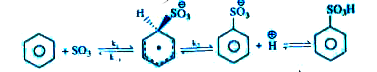 Sulfonation like iodination is reversible and is believed to take place in concentrated sulfuric acid via the following pathway       Find the correct statement(s) for above given reaction