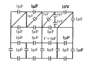 Find the change on the capacity C  = 1muF  in the circuit shown in the figure .