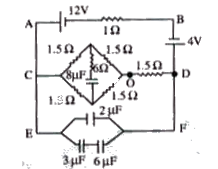 In the given circuit, the potential difference across the 6muF  capacitor in steady state is