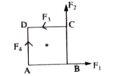 O' is the centre of a square ABCD. F(1),F(2),F(3) and F(4) are four forces acting along sides AB, BC, CD and AD as shown in figure. What should be the maginitude of F(4) so that, the total torque about 'O' is zero ?