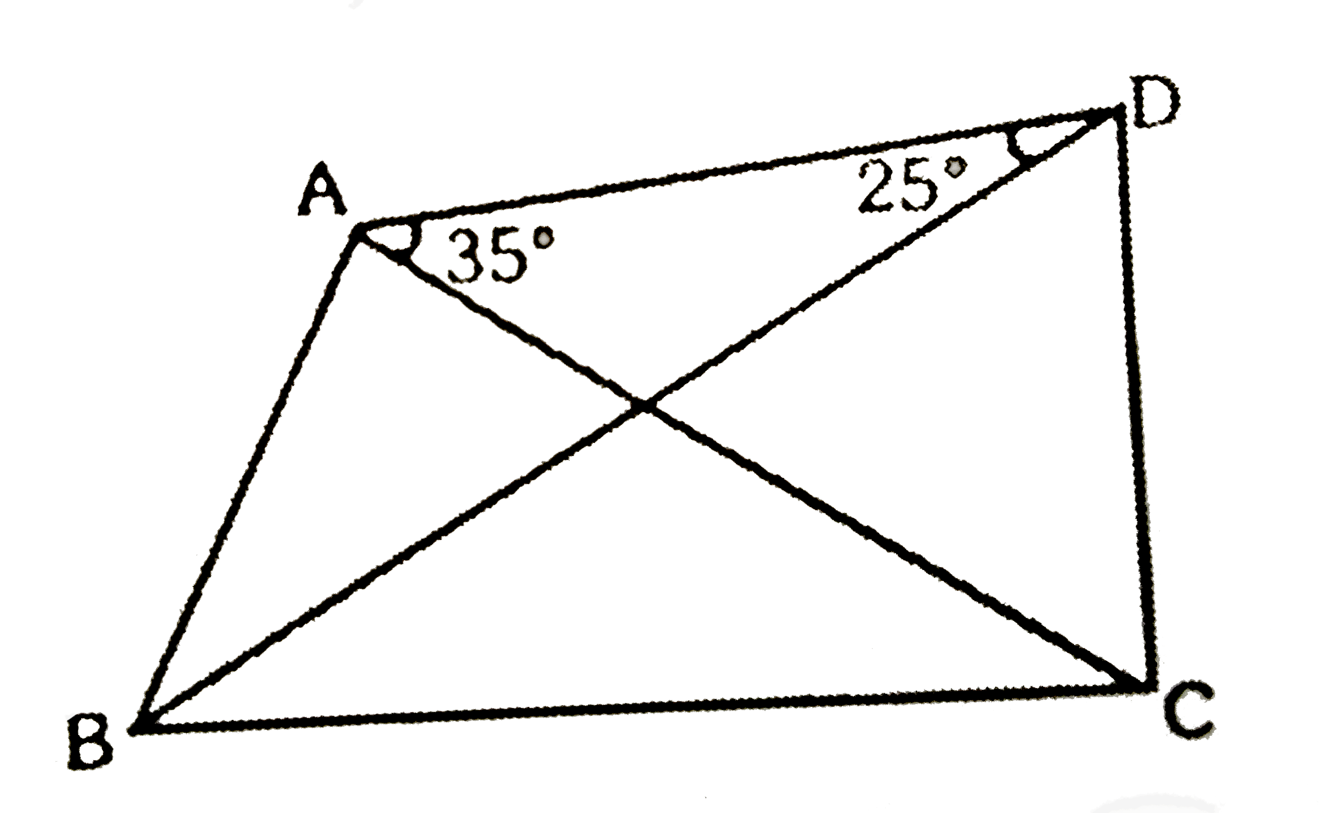 In the following figure AC = 10 & BD = 14, then area of quadrilateral ABCD-