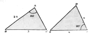 बताइए कि आकृति में दिए गये त्रिभुजों के युग्म समरूप हैं या नहीं | यदि हैं तो उस समरूप कसौटी को लिखिए जिसका प्रयोग आपने उत्तर देने में किया है, तथा साथ ही समरूप त्रिभुज जोड़े को सांकेतिक रूप में व्यक्त कीजिए :