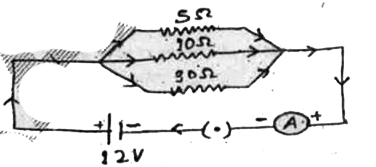 (i) ओम का नियम लिखे।   (ii) निम्न चित्र में दर्शाये गए परिपथ के आधार पर निम्नलिखित को परिकलित कीजिये :      (a) प्रत्येक प्रतिरोधक में प्रवाहित धारा का मान।   (b) परिपथ में प्रवाहित कूल धारा का मान।   (c ) परिपथ का कूल प्रभावी प्रतिरोध   (iii)1 kwh  को जूल में बदलिए |
