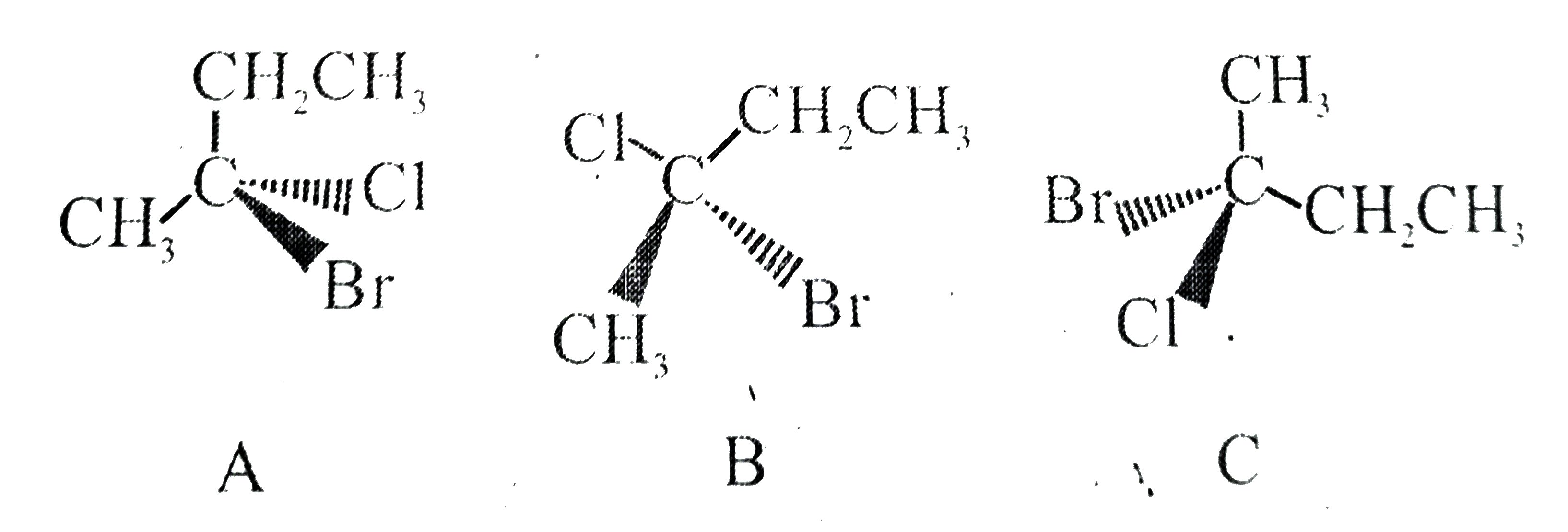 Which of the following statements is true about compounds A-C below?
