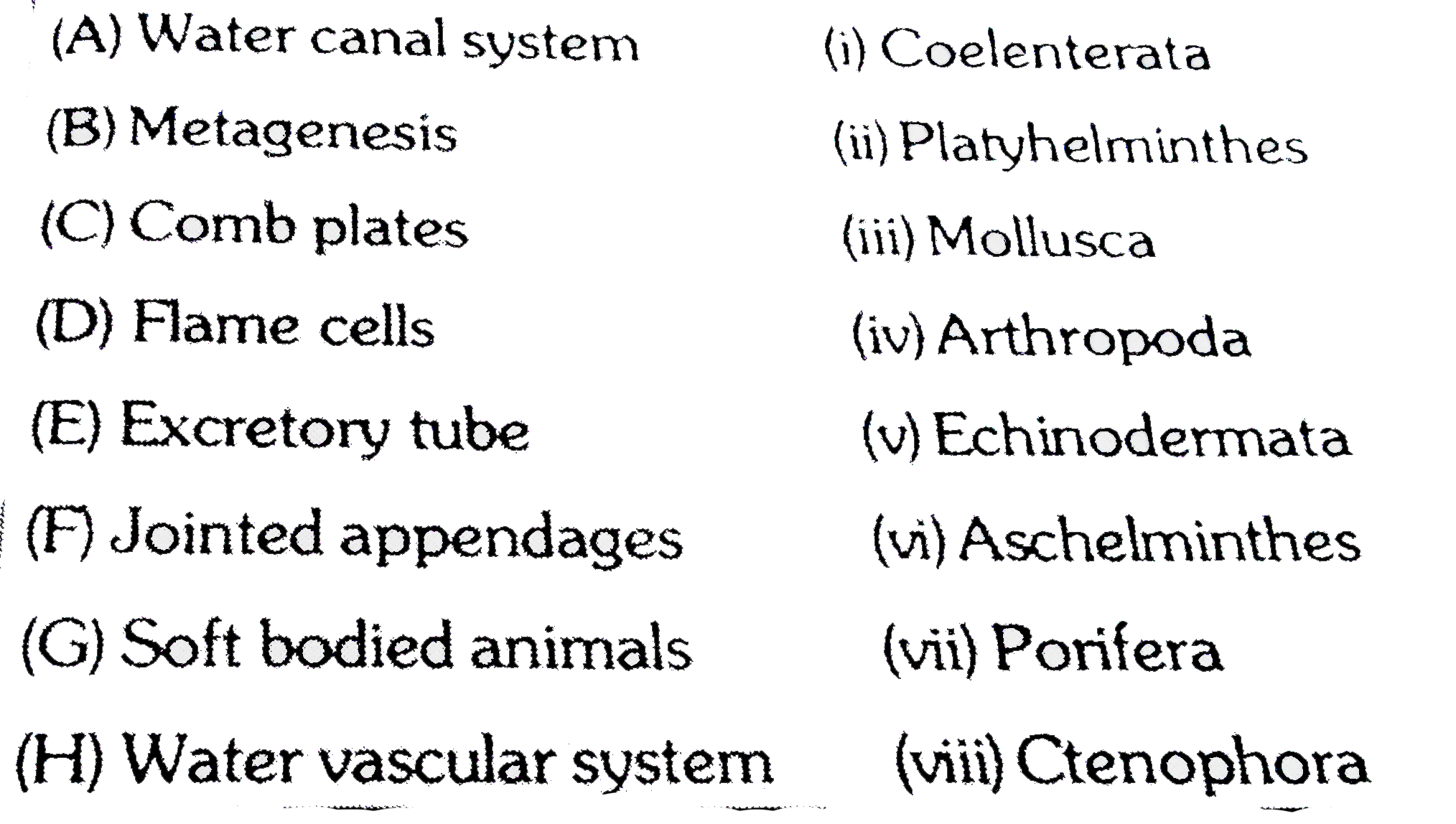 Match the columns:-