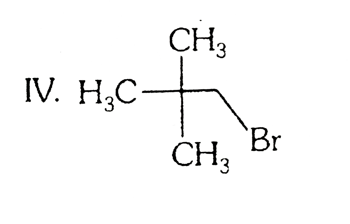 Nucleophilic aliphatic substitution reaction is mainly of two types: S(N)1 and S(N)2. The S(N)1 mechanism is a two step process. Reaction velocity of S(N)1 reaction depends only on the concentration of the substrate. Since product formation takes place by the formation of carbocation, optically active substrate gives (+) and (-) forms of the product. In most of the cases the product usually consits of 5-20% inverted product and 80-95% racemised species. The more stable the carbocation, the greater is the proportion of racemisation. In solvolysis reaction, the more nucleophilic the solvent, the greater is the proportion of inversion.    Which of the following compounds will give S(N)1 and S(N)2 reactions with considerable rate?    I. C(6)H(5)-CH(2)-Br (II) CH(2)=CH-CH(2)-Br (III) CH(3)-CH(Br)CH(3) (IV)    Select the correct answer from teh codes given below