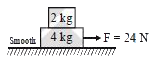 चित्र में दी गयी व्यवस्था में दोनों ब्लॉकों का मध्य घर्षण गुणांक mu=1/2 है दोनों ब्लॉकों के बीच घर्षण बल-