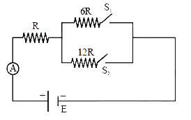 जब केवल स्विच S1 को बन्द किया जाता है, तब अमीटर का पाठ्यांक I1 है। S2 को बन्द किया जाता है, तब  पाठ्यांक I2 है। जब दोनों बंद हो जाते हैं तब पाठ्यांक I3 है। तब :-