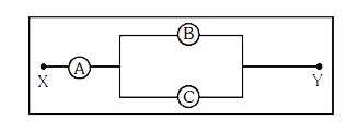 यहाँ आरेख में तीन वोल्टमीटरों A, B तथा C के प्रतिरोध क्रमश: R, 1.5 R तथा 3R हैं। X तथा Y के बीच कुछ विभवान्तर आरोपित करने से, इन वोल्टमीटरों के पठन ( रीडिंग) क्रमश: VA, VB तथा VC है। तो :