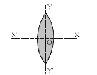 एक सम-उत्तल लेंस को (i) XOX'  और (ii) YOY'  के साथ दो भागो में कटा जाता है, जैसा कि चित्र में दिखाया गया है। f, f', f