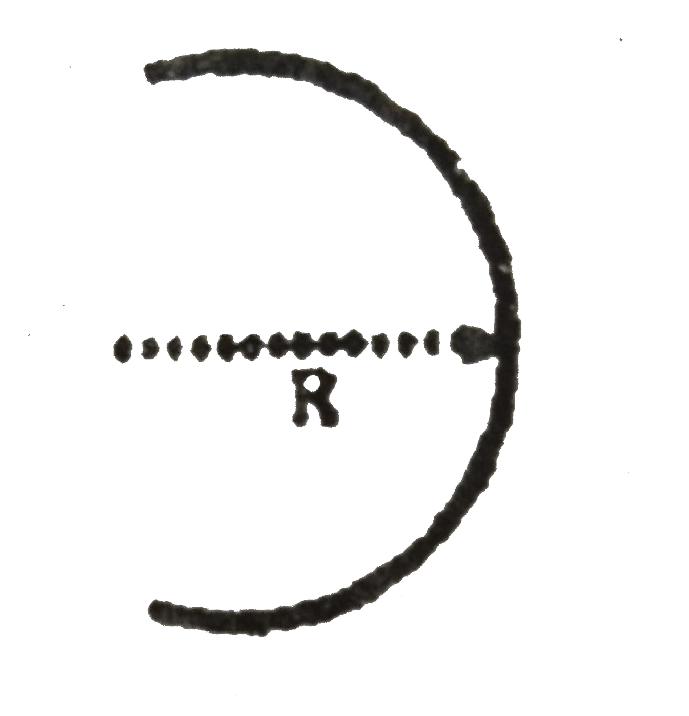 A half ring of mass m, radius R is hanged at its one end its one end in verical plane and if free to socilalte in its plane.   Find oscillations frequency of the half ring.