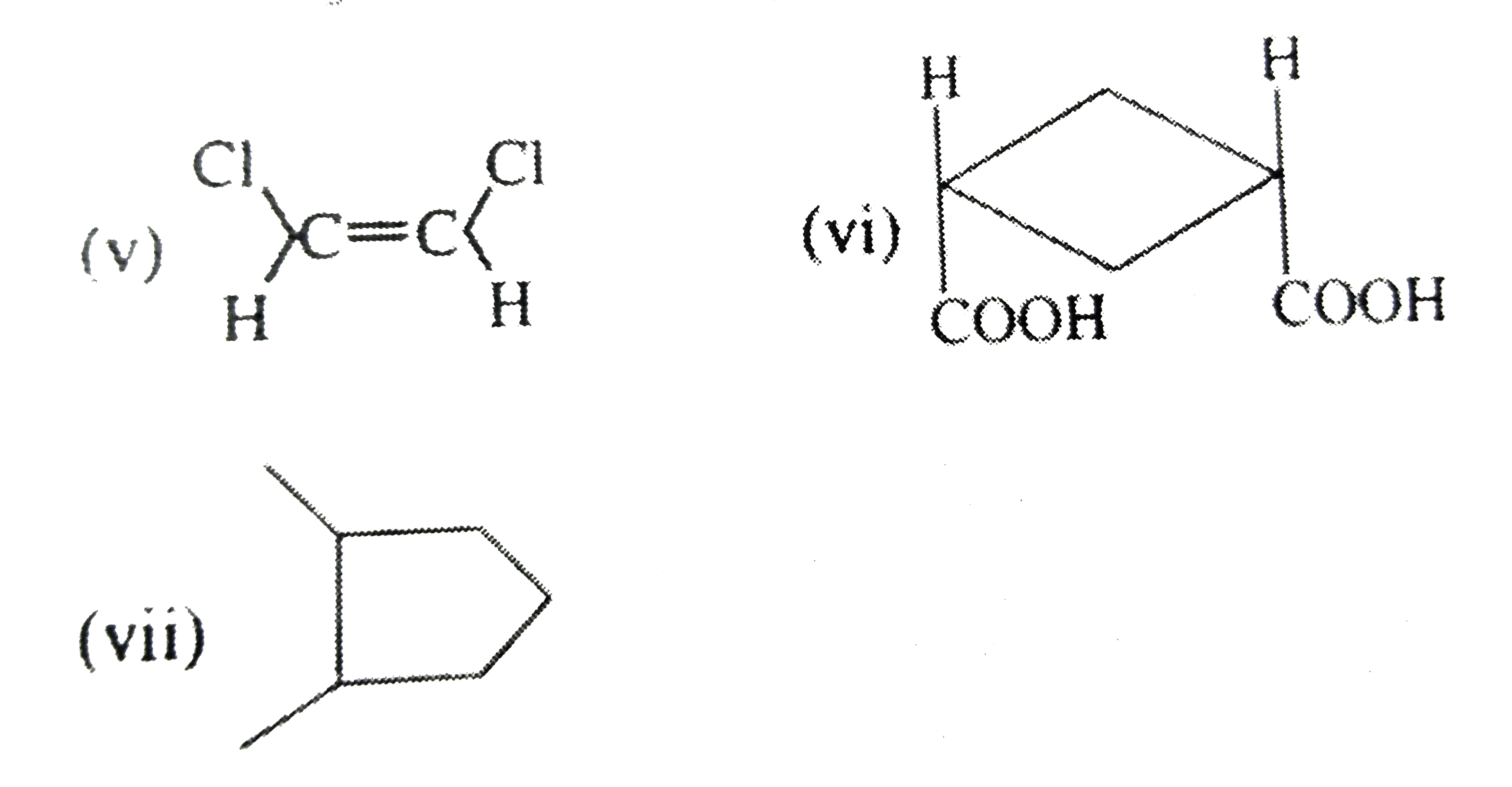 Which of the following compounds can show geometrical isomerism :     (i) Pent-1-ene     (ii) 1-chloropropene     (iii)  2-Methylbut-2-ene     (iv) CH(3)-CH=CH-CH(3)
