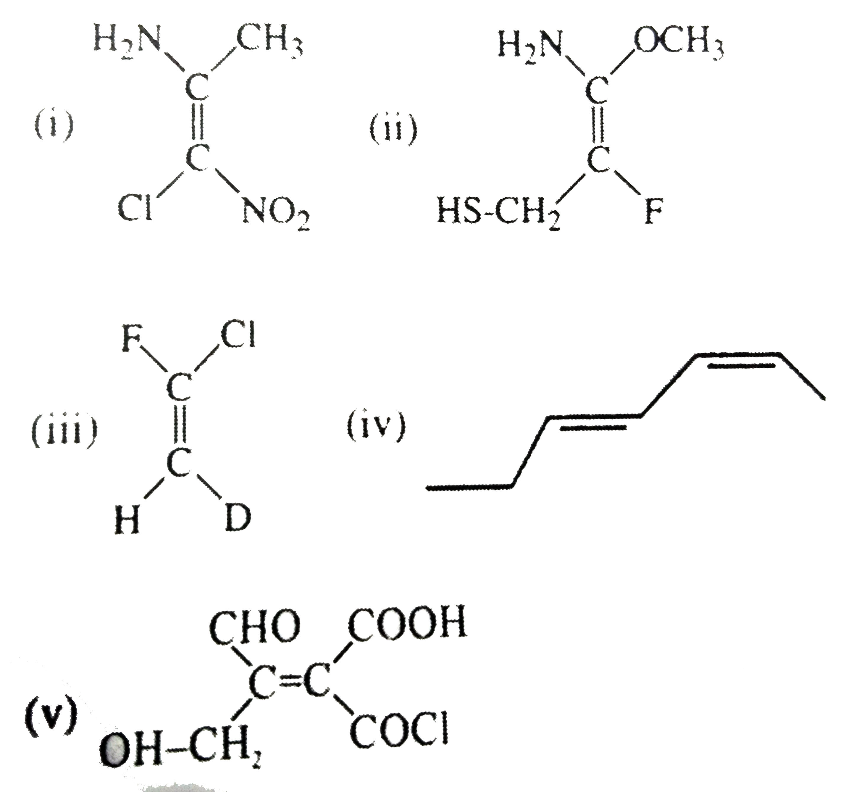 Assign the configuration E/Z to the following compounds.