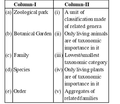Match the two columns (Column-I & Column-II)