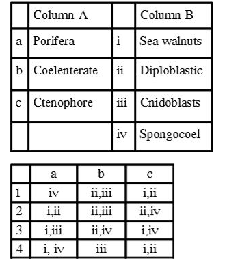 Match the columns and choose the correct answer from the options given below