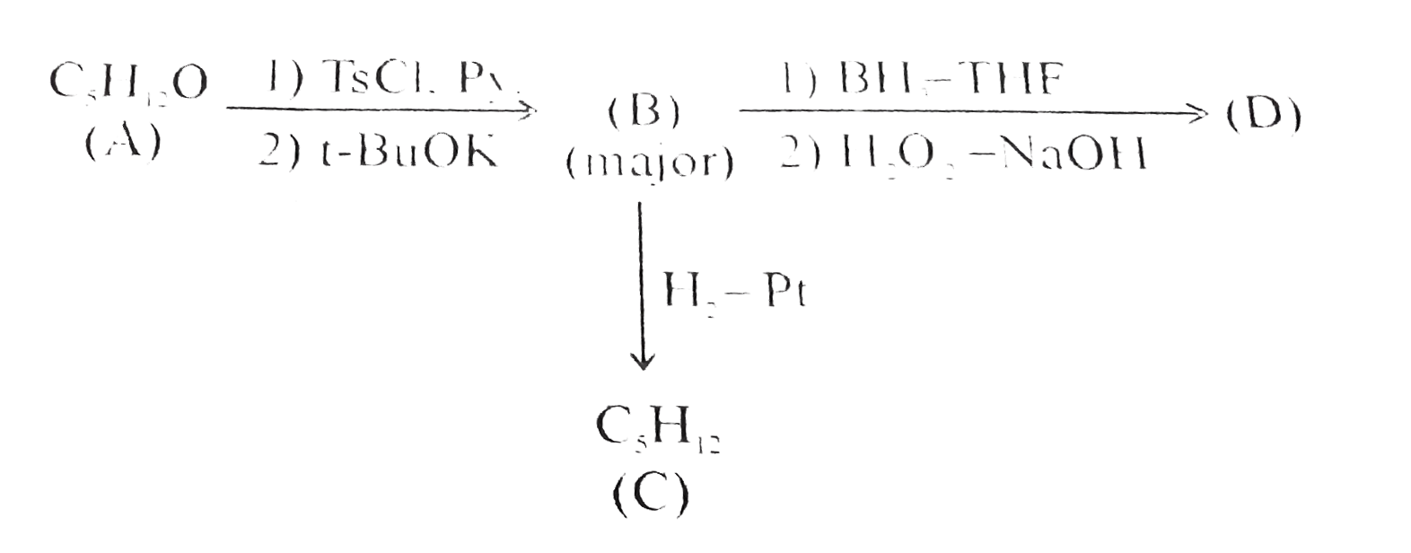 compound (A) forms a ketone. It undergoes in following reaction scheme      Compound (C ) on Photochlorination gives six monochloroderivaties.   Identify the correct statement?