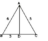चित्र में, AD, angle BAC का कोण समद्विभाजक है, AB = 6 सेमी, AC = 5 सेमी और BD = 3 सेमी, तो DC ज्ञात कीजिए | यह दिया गया है कि angleABD=angleACD.