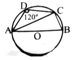 In the given figure, AB is the diameter of the circle. angle ADC = 120^(@). Find angle CAB :